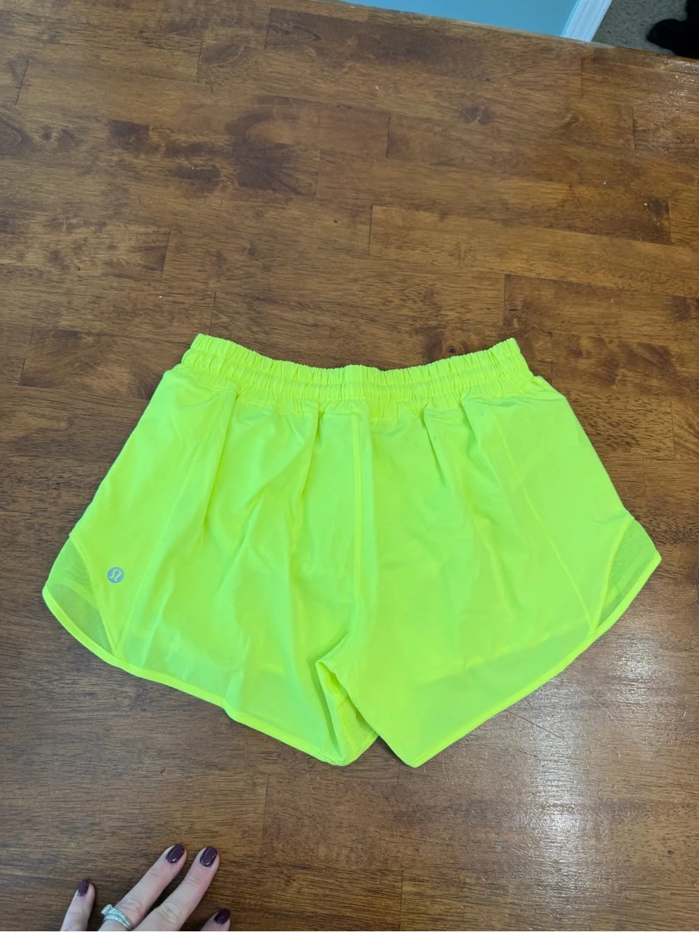 Lululemon Hotty Hot Lined Running Shorts Highlight Yellow Neon Size 8